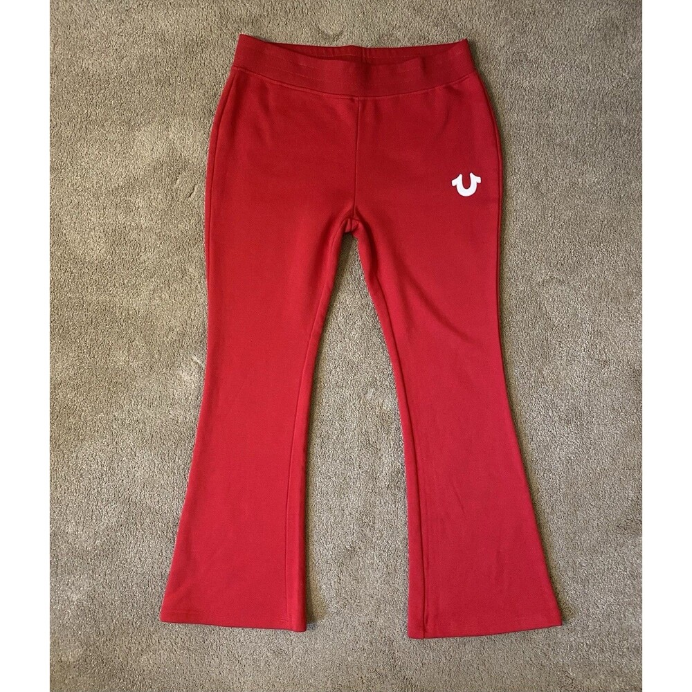 True Religion Mid Rise Red Sweatpants Bootcut Flare Y2K Inspired Size L